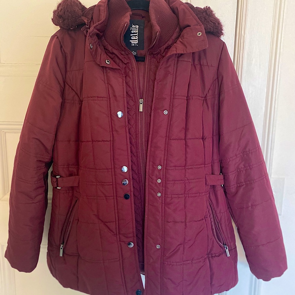 Burgundy Double Layer Insulation Winter Jacket